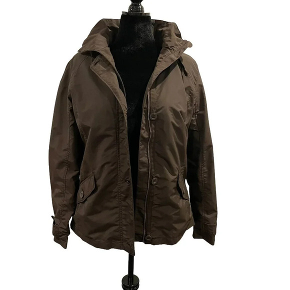 Lands' End Rain Jacket | Removable Hood | Brown - Picture 2 of 11